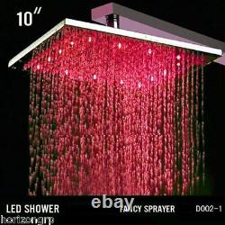 10 Multicolor Solid Brass Showerhead, Polished Chrome- Square