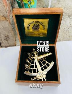 10 Nautical Polished Brass Sextant Marine Collectible Ship Astrolabe With Box