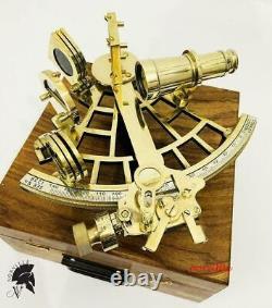 10 Polished Brass Sextant Marine Nautical Collectible Ship Astrolabe With Box