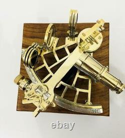 10 Polished Brass Sextant Marine Nautical Collectible Ship Astrolabe With Box