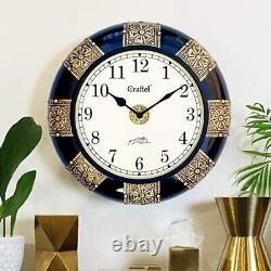 12 Inch Antique Brass Fitted Black Polished Decorative Wall Clock (Gold, 8 Inch)