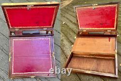 1801 Antique Rosewood & Brass Georgian Captain's Writing Box Hidden Storage