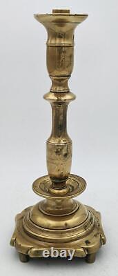 18th Century Polish / Eastern European Brass Shabbat Candlesticks