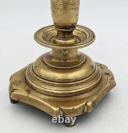 18th Century Polish / Eastern European Brass Shabbat Candlesticks