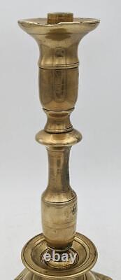 18th Century Polish / Eastern European Brass Shabbat Candlesticks