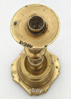 18th Century Polish / Eastern European Brass Shabbat Candlesticks