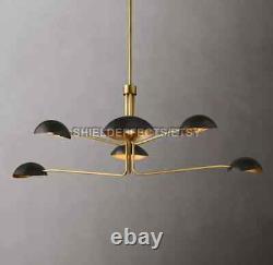 1950's Mid Century Antique Brass Black Orb Sputnik Italian Ceiling Handmade