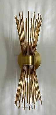 1950's Mid Century Antique Brass Skyla Urchin Wall Scone Lamp Light Industrial D
