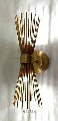 1950's Mid Century Antique Brass Skyla Urchin Wall Scone Lamp Light Industrial D