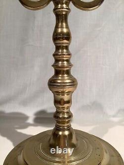 19th Century Antique Brass Judaica Candelabra Holds 4 candlesticks