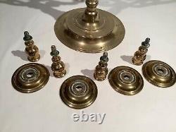 19th Century Antique Brass Judaica Candelabra Holds 4 candlesticks