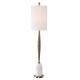 1 Light Buffet Lamp Antique Brass/polished White Marble Finish With White