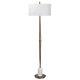 1 Light Floor Lamp Antique Brass/polished White Marble Finish With White Linen