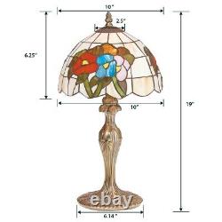 2 Pack Table Lamp Antique Brass Style Stained Glass 19H Renovator's Supply