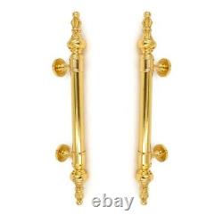 2 large 50cm DOOR handle pull solid SPUN POLISHED brass old style hollow 18 B