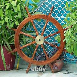 36 Brass Nautical Marine Wooden Steering Ship Wheel Ring Pirate Captain Wheel