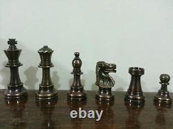 3.2 Brass Metal French Lardy Staunton Chess Pieces Set Golden & Antique Polish
