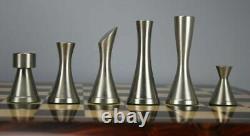 3.5 Brass Metal Chess Pieces Set STEEL SLEEK- Matt Silver & Antique Polish