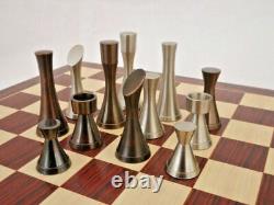 3.5 Brass Metal Chess Pieces Set STEEL SLEEK- Matt Silver & Antique Polish