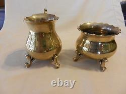 3 Piece Polished Brass Tea Set from India, Tea Pot, Sugar, Creamer