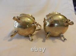 3 Piece Polished Brass Tea Set from India, Tea Pot, Sugar, Creamer