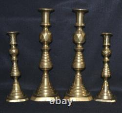 (4) Antique 1890's SOLID BRASS Beehived Candlesticks / Candle Holders 11.75H