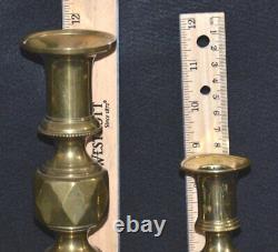 (4) Antique 1890's SOLID BRASS Beehived Candlesticks / Candle Holders 11.75H