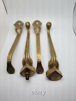 4 Antique Solid Brass Furniture Cabinet Cupboard Table Feet 8.25