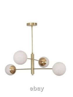 4 Light Globe Mid Century Polished Brass Sputnik chandelier light Fixture