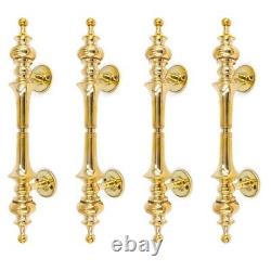 4 large DOOR handle pulls solid SPUN hollow old style brass POLISHED 12 B