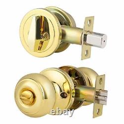 5 Pack Keyed Alike Entry Door Knob and Single Cylinder Deadbolt Lock Combo Se