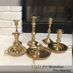 6 Brass Polished Candle holders Vintage Party / Wedding / Holiday candlesticks