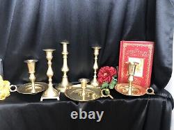 6 Brass Polished Candle holders Vintage Party / Wedding / Holiday candlesticks
