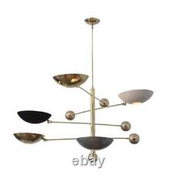 6 Light Pendant Mid Century Modern Antique Brass Sputnik chandelier Ceili Fixtur