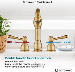 8 Inch Antique Brass Widespread Bathroom Faucets for Sink 3 Hole 2 Lever Handle