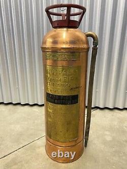 ANTIQUE Vintage Polished BUFFALO Copper & Brass Fire Extinguisher EMPTY 24EXC