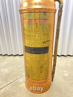 ANTIQUE Vintage Polished BUFFALO Copper & Brass Fire Extinguisher EMPTY 24EXC