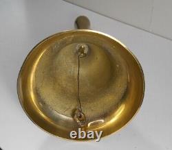 Antique 12-inch large hand bell, finely turned brass, smooth polished finish