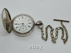 Antique 1885 HAMPDEN Coin Silver 15J Full Hunter Victorian Gents Pocket Watch