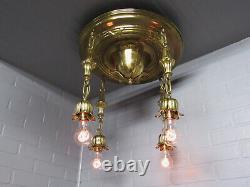 Antique 1920's Art Deco Polished Brass Pan Light Restored Great Condition 16 L