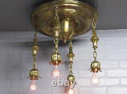 Antique 1920's Art Deco Polished Brass Pan Light Restored Great Condition 16 L