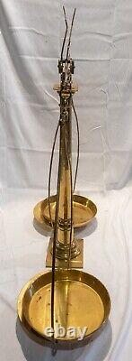 Antique 39 Large 19th Century Polished Brass Beam Scale Balance Decorative