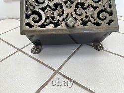 Antique Art Nouveau Brass & Polished Steel Coal Scuttle Paw Feet With Scoop