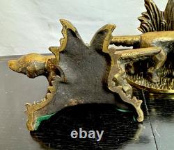 Antique Brass Book Ends. Pointer Bird Hunting Dog Solid Brass