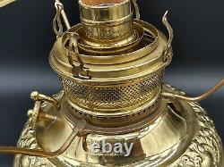 Antique Brass Edward Miller Embossed No 30 The Juno Oil Lamp Electrified