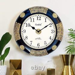 Antique Brass Fitted Black Polished Decorative Wall Clock (12 Inch)