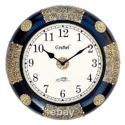 Antique Brass Fitted Black Polished Decorative Wall Clock (12 Inch)