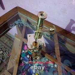 Antique Brass Heavy Microscope & Magnifying Glass 7 Students Brass Microscope