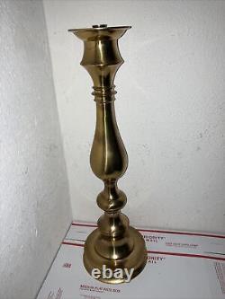 Antique Brass Huge Floor Candlestick Candle Holder 24-1/2Tall 7-5/8 Based