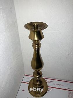 Antique Brass Huge Floor Candlestick Candle Holder 24-1/2Tall 7-5/8 Based